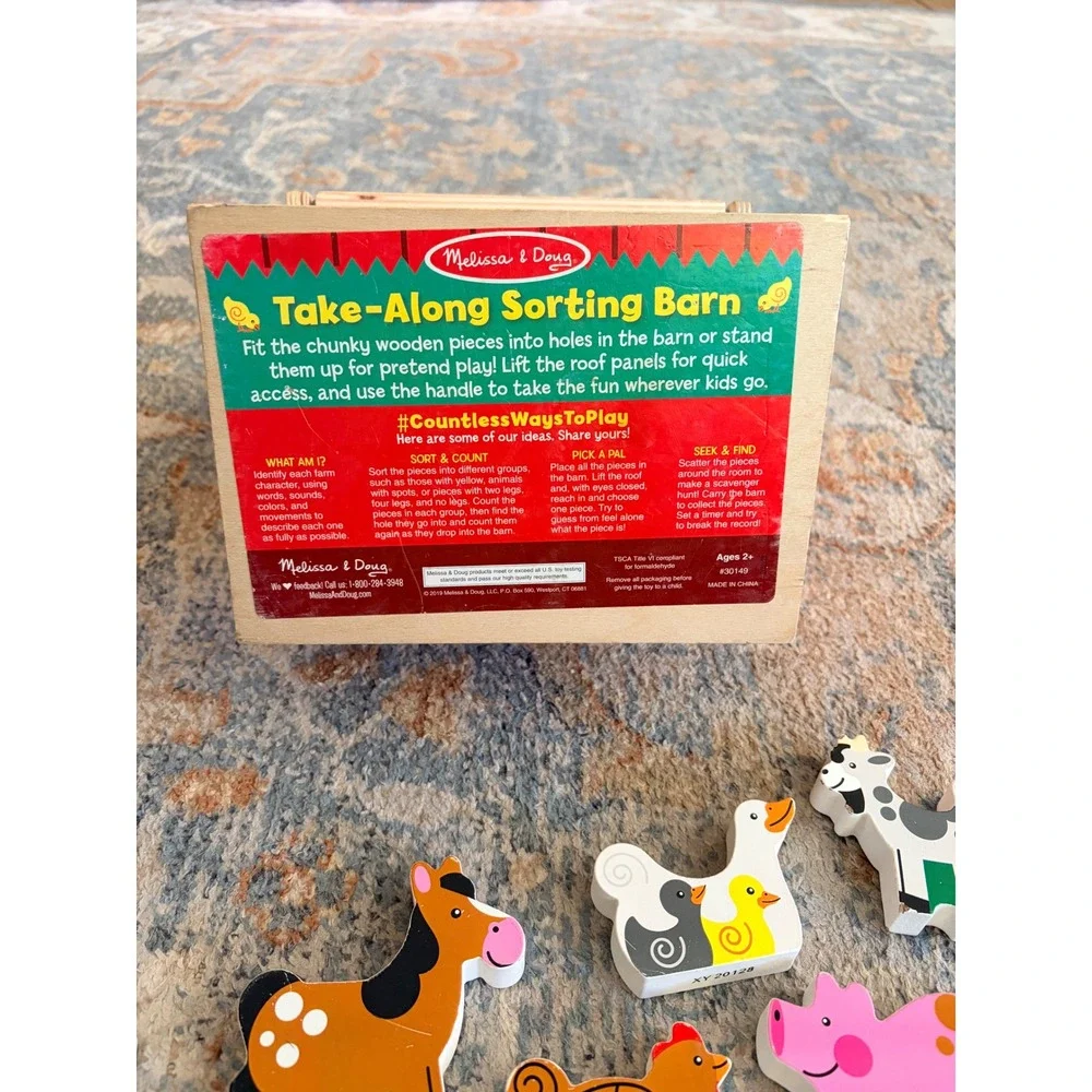 Melissa & Doug Take Along Wooden Shape Sorting Barn Toy